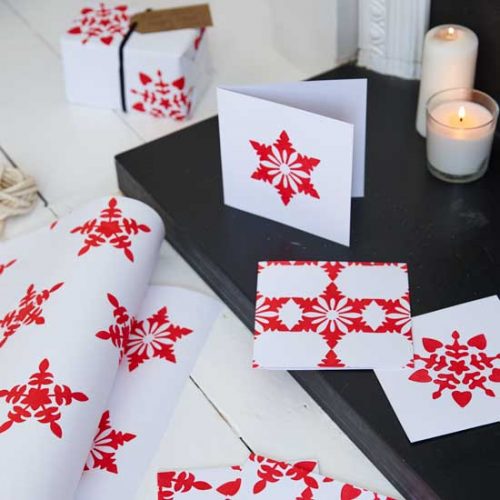 Make Stenciled Snowflake Christmas Cards & Gift Wrap